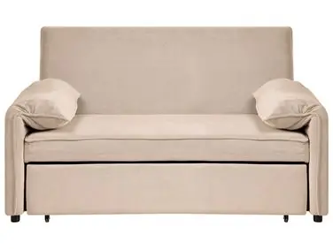 Sofa Bed HORMA Fabric Light Brown - Living Room