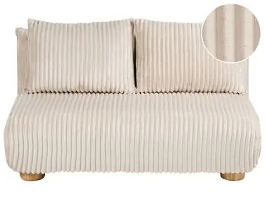 Sofa Bed 2 Seater ABISKO Corduroy Off-White