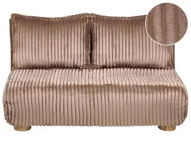 Sofa Bed 2 Seater ABISKO Corduroy Light Brown - Living Room