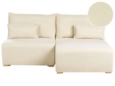 Sofá modular esquinero NERBO Bouclé Blanco crema Izquierda - Sala de estar