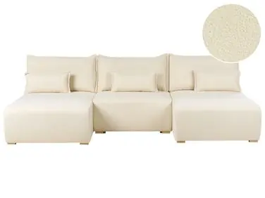 Sofá modular en forma de U NERBO Blanco crema Bouclé - Sala de estar