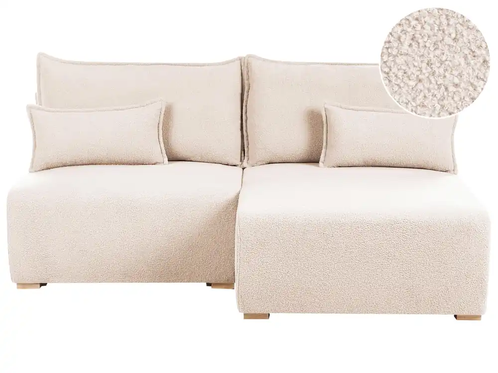 Sofá modular esquinero NERBO Bouclé Beige Izquierda - Sala de estar