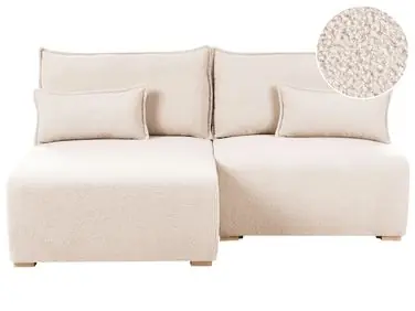 Sofá modular esquinero NERBO Bouclé Beige Derecha - Sala de estar