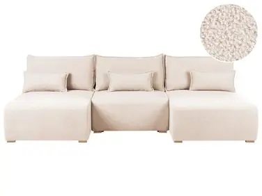 Sofá modular en forma de U NERBO Beige Bouclé - Sala de estar