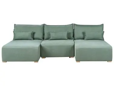 Sofá modular en forma de U NERBO Verde claro Tela - Sala de estar