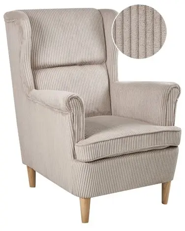 Wingback Chair ABSON Corduroy Beige - Living Room