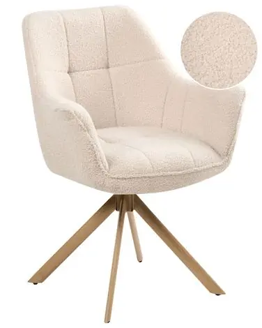 Dining Chair Swivel HAYDEN Boucle Light Beige - Dining Room