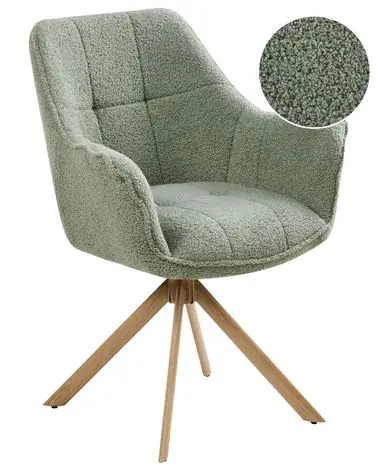 Dining Chair Swivel HAYDEN Boucle Light Green - Dining Room