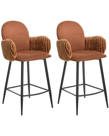Conjunto de 2 sillas de bar AMITY Tela Marrón - Comedor