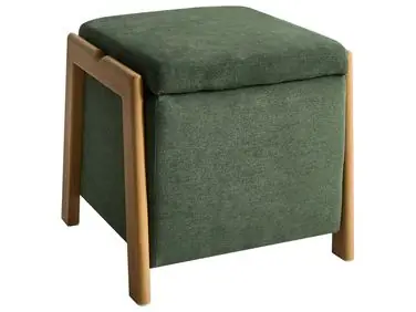 Storage Pouffe EDLAND Fabric 45 cm 43 cm Green - Living Room