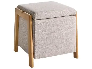 Storage Pouffe EDLAND Fabric 45 cm 43 cm Beige - Living Room
