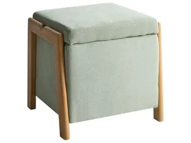 Storage Pouffe EDLAND Fabric 45 cm 43 cm Light Green - Living Room