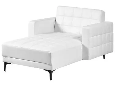 Chaise Longue ABERDEEN Faux Leather White - Living Room