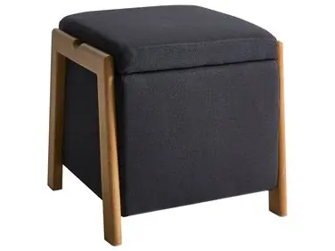 Storage Pouffe EDLAND Fabric 45 cm 43 cm Black - Living Room