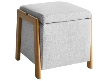 Storage Pouffe EDLAND Fabric 45 cm 43 cm Light Grey - Living Room