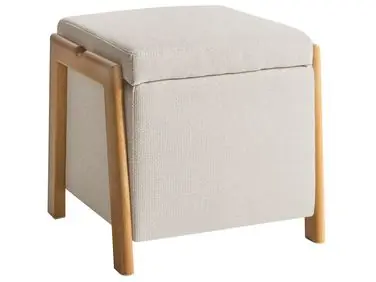 Storage Pouffe EDLAND Fabric 45 cm 43 cm Light Beige - Living Room