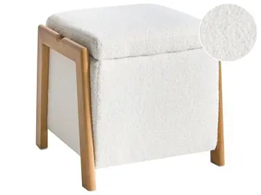 Storage Pouffe EDLAND Boucle 45 cm 43 cm White - Living Room