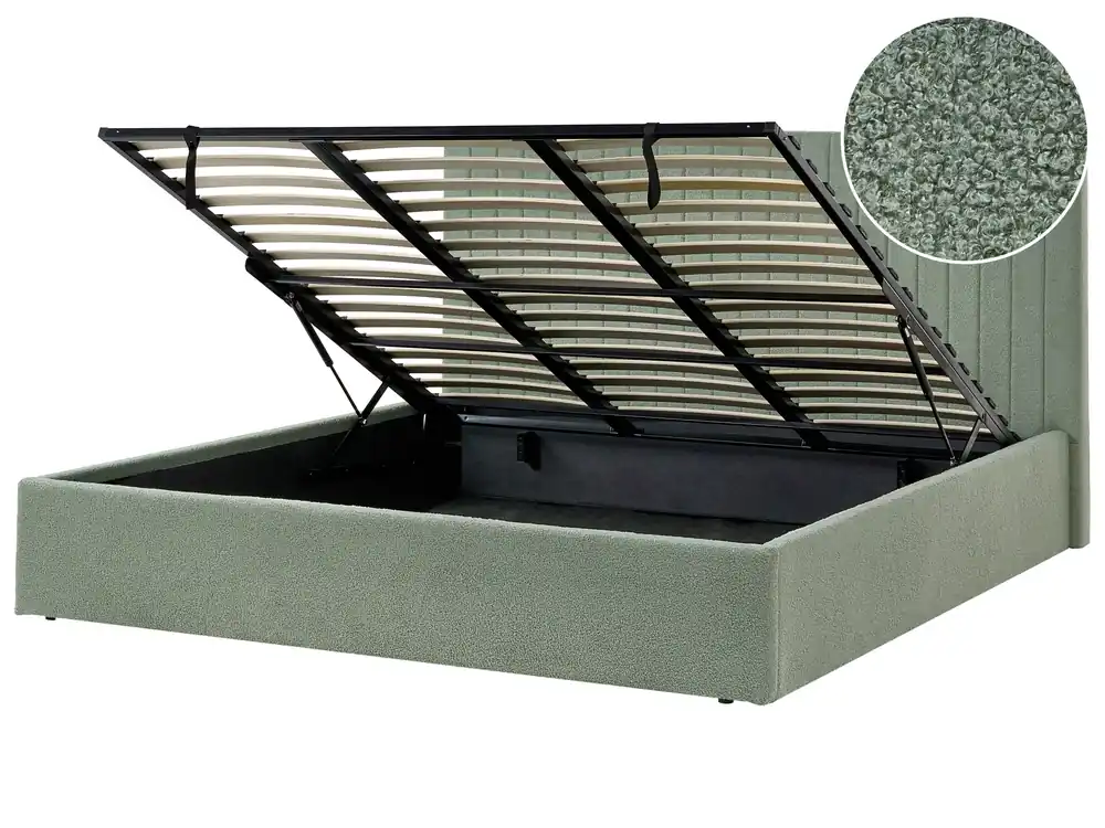 Ottoman Bed VION Boucle Green 180 x 200 cm (EU Super King) - Bedroom