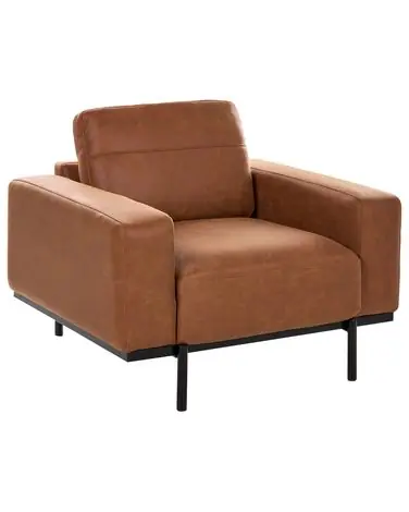 Armchair SOVIK Faux Leather Brown - Living Room