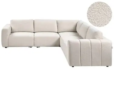 Sofá modular esquinero 5 plazas KIVVIK Izquierda Blanco crema Bouclé - Sala de estar