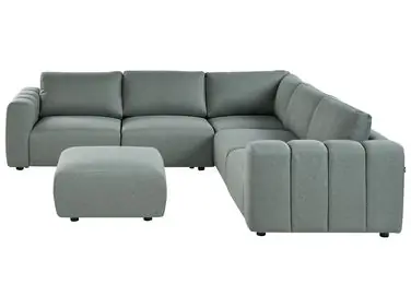 Sofá modular esquinero 5 plazas KIVVIK Izquierda Verde Tela con otomana - Sala de estar