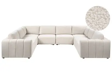 Sofá modular en forma de U 8 plazas KIVVIK Blanco crema Bouclé - Sala de estar