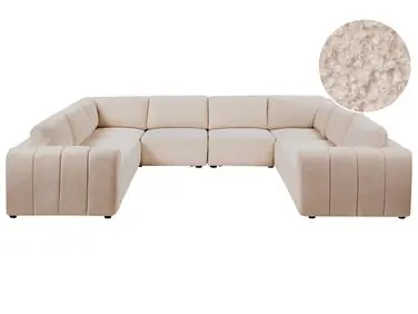 Sofá modular en forma de U 8 plazas KIVVIK Beige Bouclé - Sala de estar