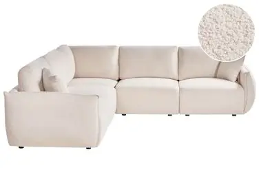 Sofá modular esquinero 5 plazas MESNALI Derecha Blanco crema Bouclé - Sala de estar