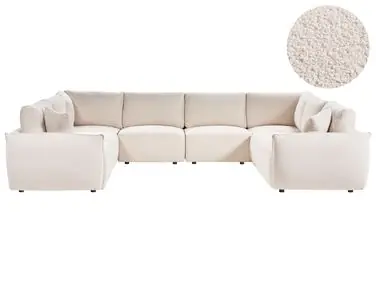 Sofá modular en forma de U 8 plazas MESNALI Blanco crema Bouclé - Sala de estar