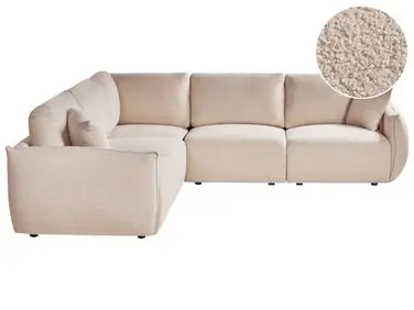 Sofá modular esquinero 5 plazas MESNALI Derecha Beige Bouclé - Sala de estar