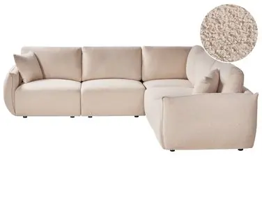 Sofá modular esquinero 5 plazas MESNALI Izquierda Beige - Sala de estar
