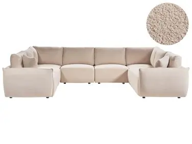 Sofá modular en forma de U 8 plazas MESNALI Beige Bouclé - Sala de estar