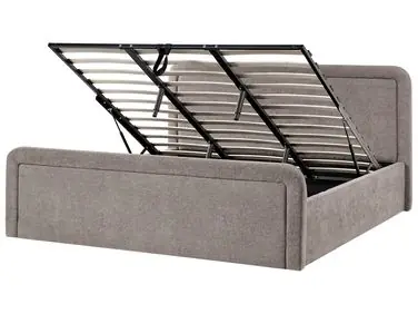 Ottoman Bed VIVIERS Fabric Taupe 180 x 200 cm (EU Super King) - Bedroom