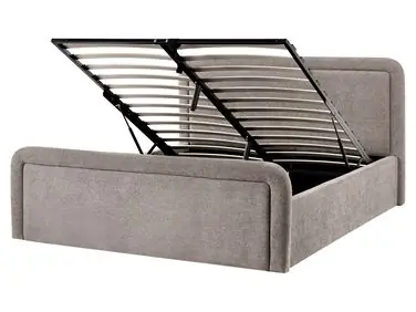 Ottoman Bed VIVIERS Fabric Taupe 160 x 200 cm (EU King Size) - Bedroom