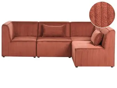 Sofá modular esquinero 4 plazas LEMVIG Izquierda Marrón dorado Pana - Sala de estar