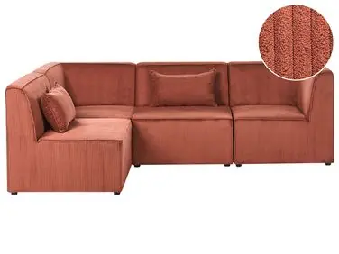 Sofá modular esquinero 4 plazas LEMVIG Derecha Marrón dorado Pana - Sala de estar