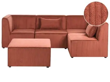 Sofá modular esquinero 4 plazas LEMVIG Izquierda Marrón dorado Pana con otomana - Sala de estar