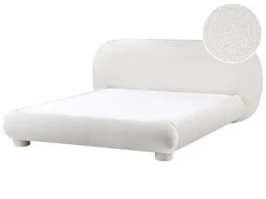 Bed Boucle BAYEL 160 x 200 cm (EU King Size) Off-White