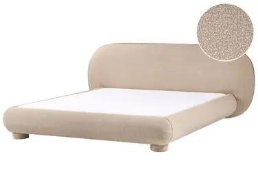 Bed Boucle BAYEL 180 x 200 cm (EU Super King) Taupe - Bedroom