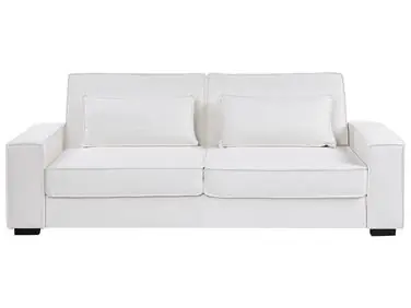 Sofa Bed 3 Seater AROLE Fabric White - Living Room