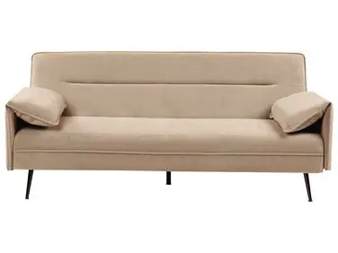 Sofa Bed 3 Seater VAYLA Fabric Light Brown - Living Room