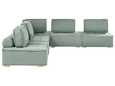 Sofá modular esquinero 5 plazas TIBRO Derecha Verde claro Tela - Sala de estar