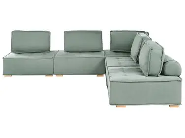 Sofá modular esquinero 5 plazas TIBRO Izquierda Verde claro Tela - Sala de estar