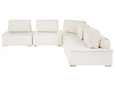 Sofá modular esquinero 5 plazas TIBRO Izquierda Blanco crema Tela - Sala de estar