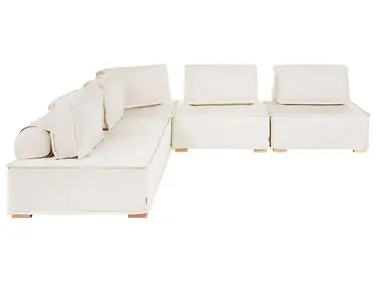 Sofá modular esquinero 5 plazas TIBRO Derecha Blanco crema Tela - Sala de estar