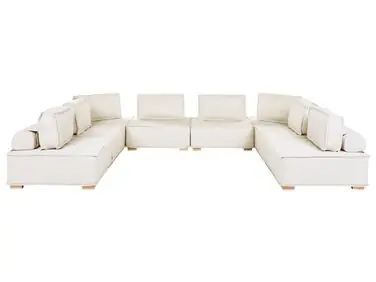Sofá modular en forma de U 8 plazas TIBRO Blanco crema Tela - Sala de estar