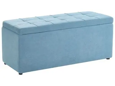 Storage Ottoman OREM Fabric 100 cm 40 cm Blue - Living Room