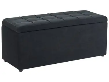 Storage Ottoman OREM Fabric 100 cm 40 cm Black - Living Room
