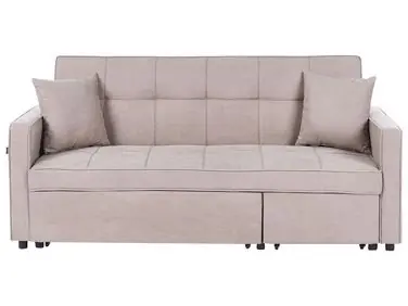 Sofa Bed 3 Seater GLOMMA Fabric Taupe - Living Room