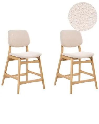 Conjunto de 2 sillas de bar ELAINE Bouclé Marrón claro/Beige - Comedor
